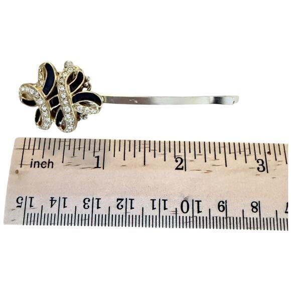 Bridal Hairpin Formal Black Silver Rhinestone Hair Pin Clips Wedding Accessories - Picture 5 of 5
